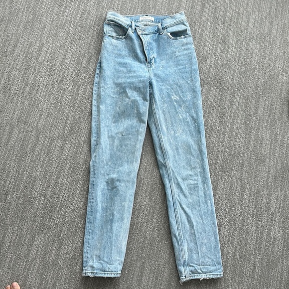 Abercrombie 90s Ultra High Rise Straight Jeans Cross Angel button - light wash - Picture 1 of 5